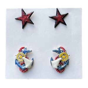 Vintage Signed “MJ" Marie Jennifer Nautical Sailboat Earrings with Star Earrings